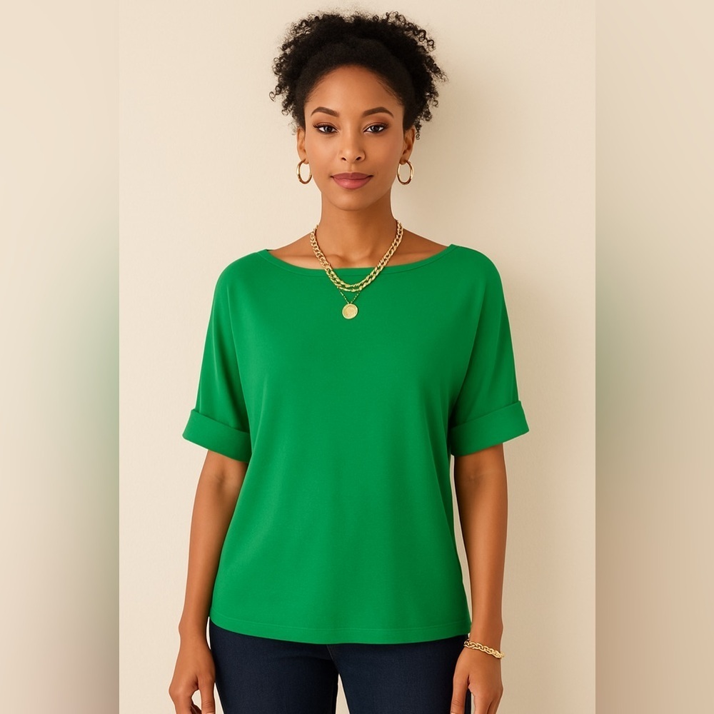 Ralph Lauren Green Boatneck Blouse | Size Large